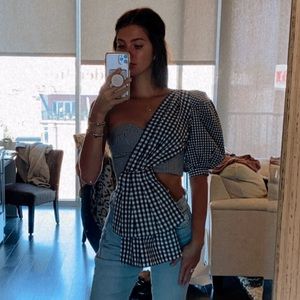 Acler Black and White Gingham Crop Top